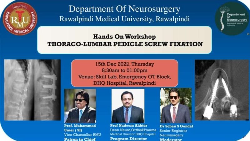 HANDS ON WORKSHOP THORACO LUMBAR PEDICLE SCREW FIXATION